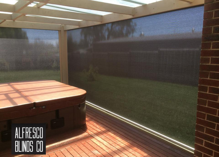 Outdoor blinds for spa